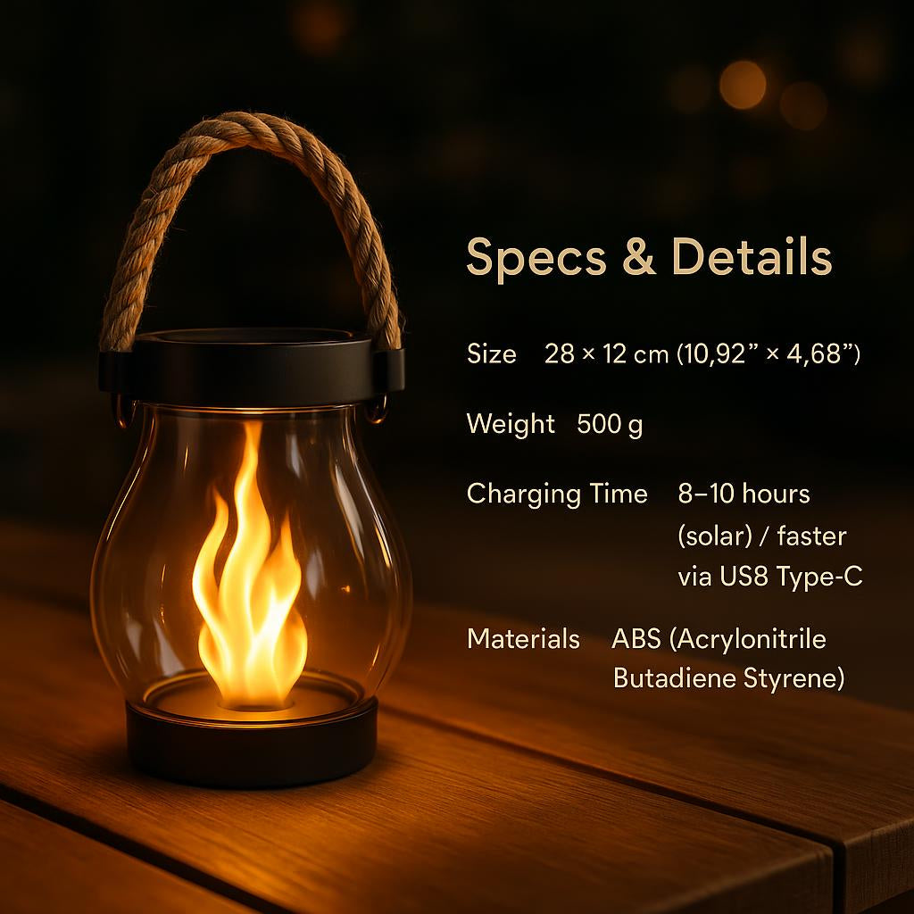 SolarGlow™ – Solar lantern with real flame effect
